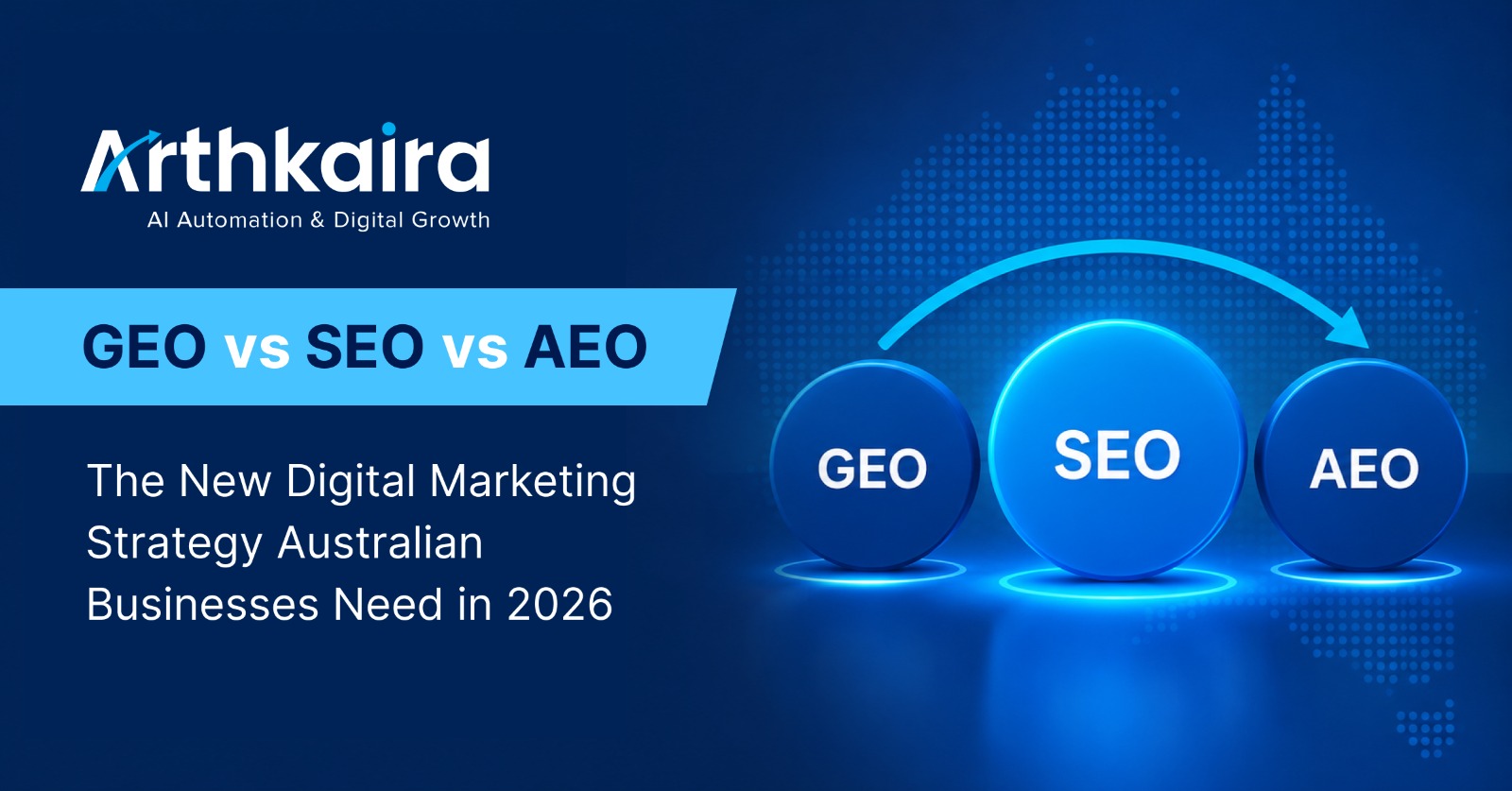 GEO vs SEO vs AEO Digital Marketing Strategy Diagram for Australian Businesses in 2026